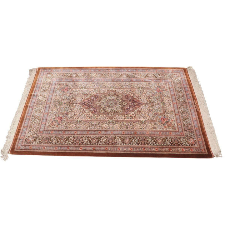 高級ペルシャ絨毯（シルク100％）ヌーリ工房　151×101cm（FN-70352）