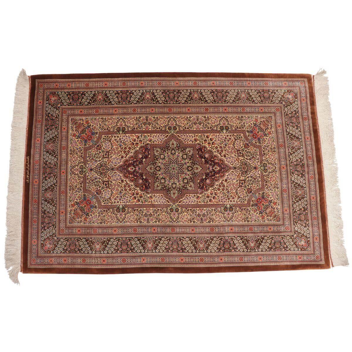 手織りペルシャ絨毯　新品　コルクシルク　タブリーズ産　50raj 153×102 高級ペルシャ絨毯 (ヌーリ工房) 151×101cm（FN-70352