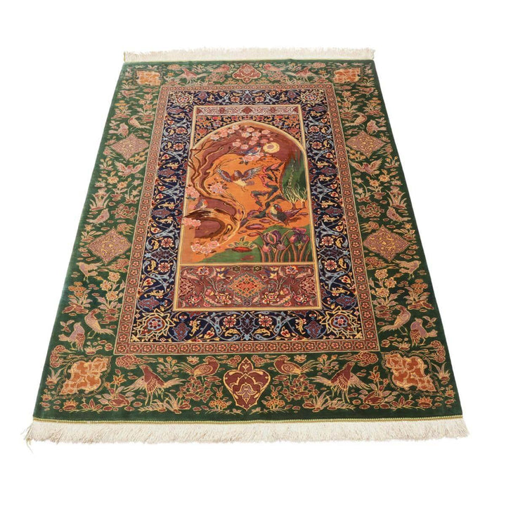 高級ペルシャ絨毯（シルク100％）ヌーリ工房　153×100cm（FN-70361）