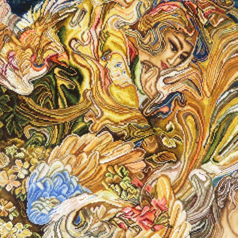 ペルシャ絨毯　絵画絨毯　タブリーズ産　手織り　タペストリー　横500✖️縦740㎜ ペルシャ絨毯絵画絨毯タブリーズ産手織りタペストリー横500