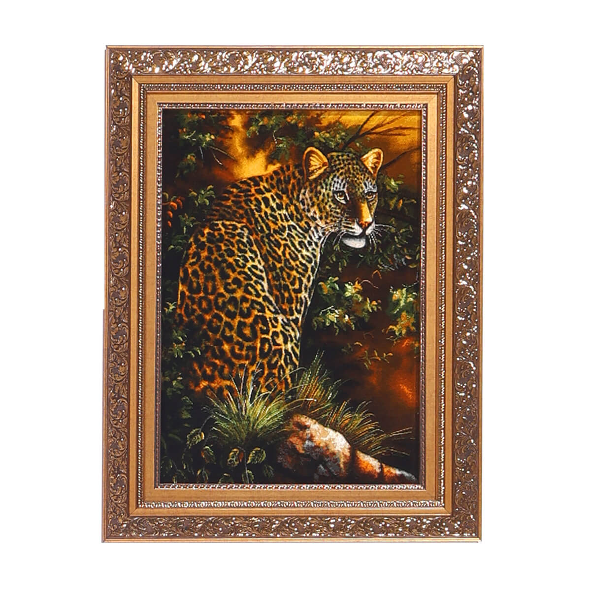 ペルシャ絨毯 タブリーズ産 プレーベル アミンザデ 額入り 壁掛け