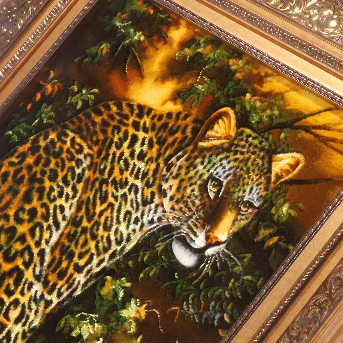 ペルシャ絨毯絵画　装飾フレーム付き　タブリーズ ペルシャ絨毯 タブリーズ産 絵画絨毯 85×66cm（FP-70260） – ギャッベ