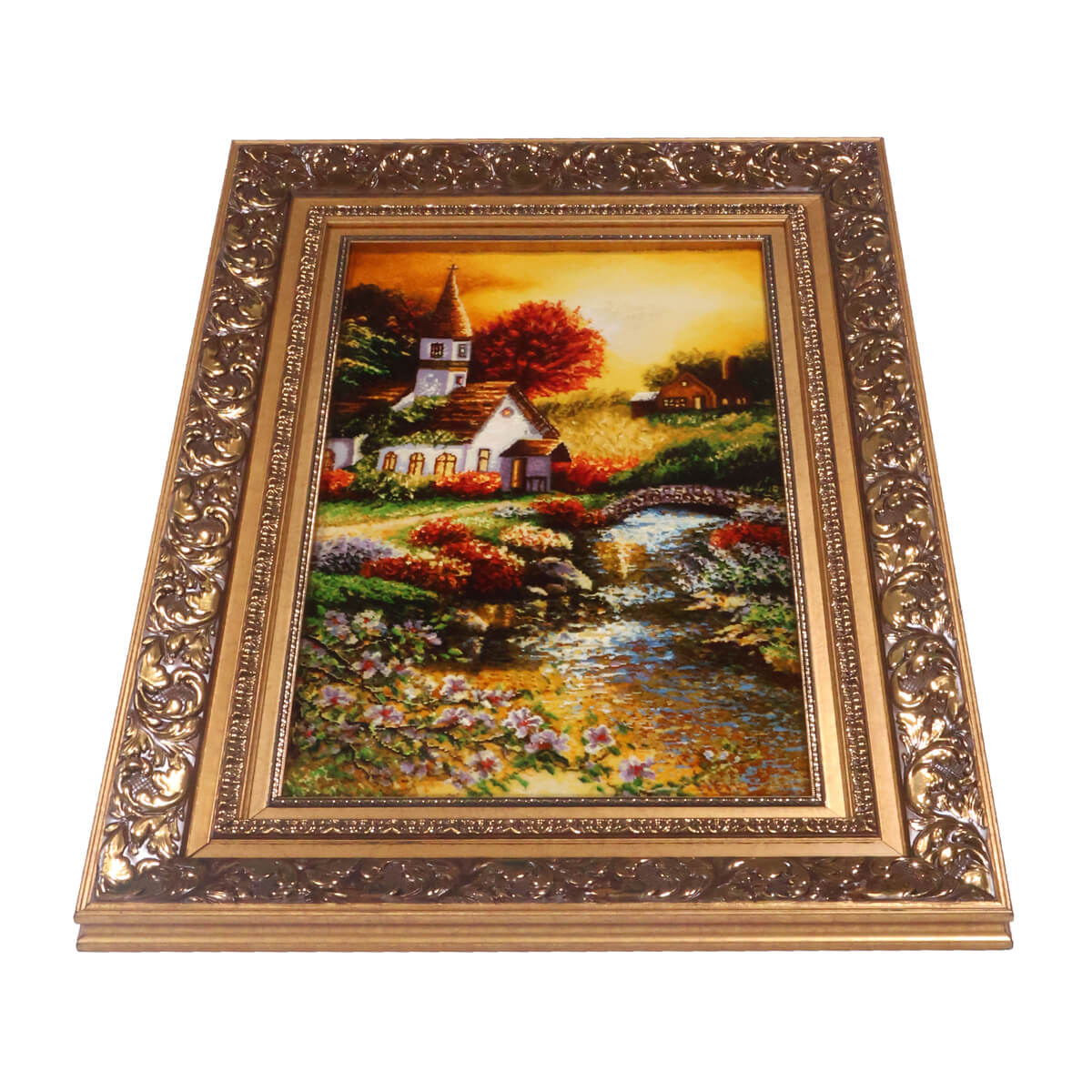 ペルシャ　ギャッベ　86×58 アイボリー　黄金色　花 新規入荷】ペルシャ ギャッベ 玄関マット 88x63cm 黄金色 生命の