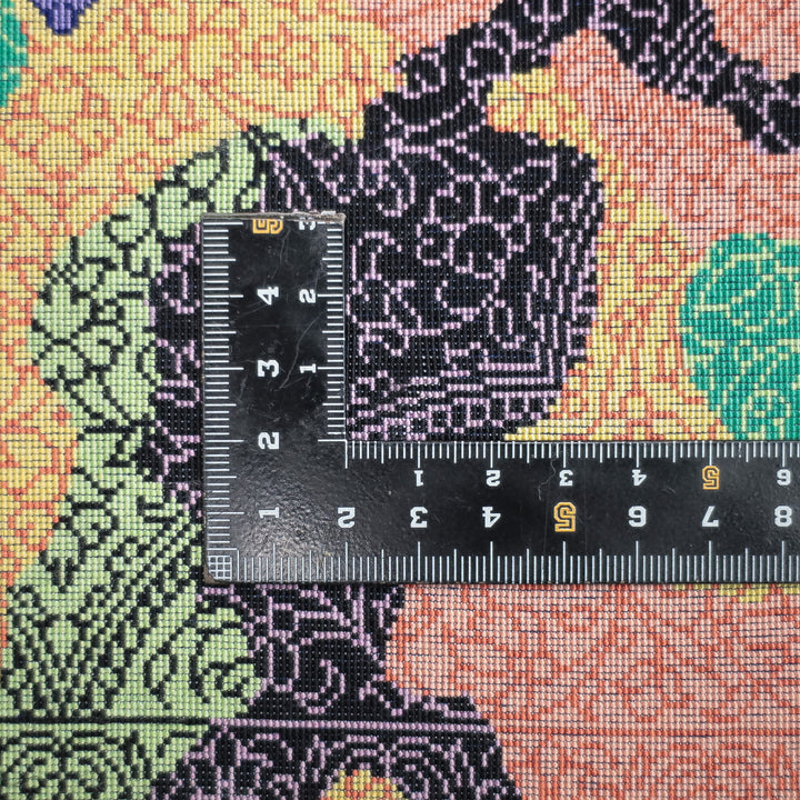 高級ペルシャ絨毯 クム産 シルク100％ KHAKI工房｜トランジ・ガラット柄 マルチカラー｜91×58cm（FS-13370）