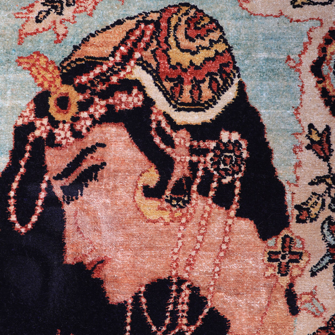 ペルシャ絨毯（イラン産）クム　90×53cm（FS-70010）
