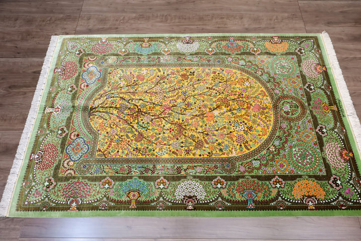 ペルシャ絨毯（手織り）エスハギ　203×134cm（FX-13196）