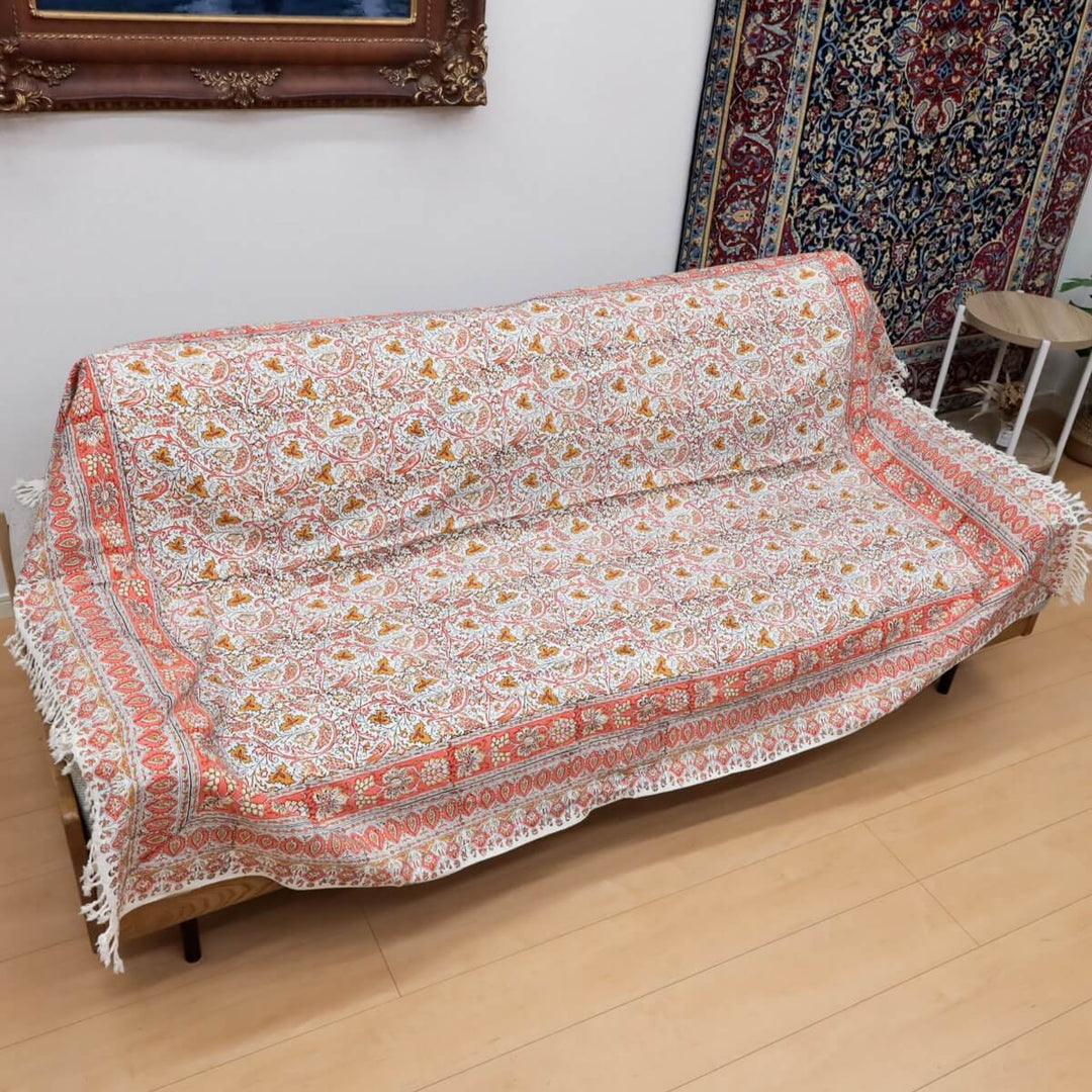 ペルシャ更紗 ガラムカール 200x130cm ネオモダンカラー 一点もの マルチクロス（テーブル／ソファ対応）