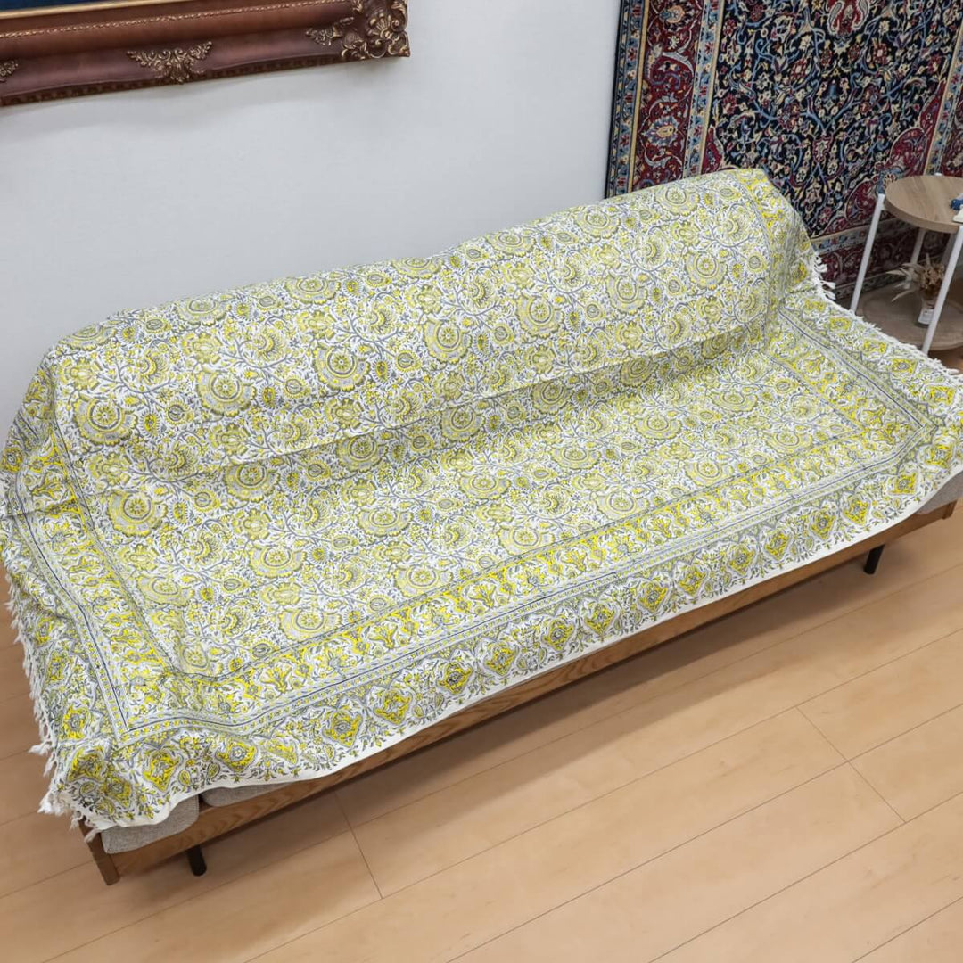 ペルシャ更紗 ガラムカール 190x130cm ネオモダンカラー 一点もの マルチクロス（テーブル／ソファ対応）