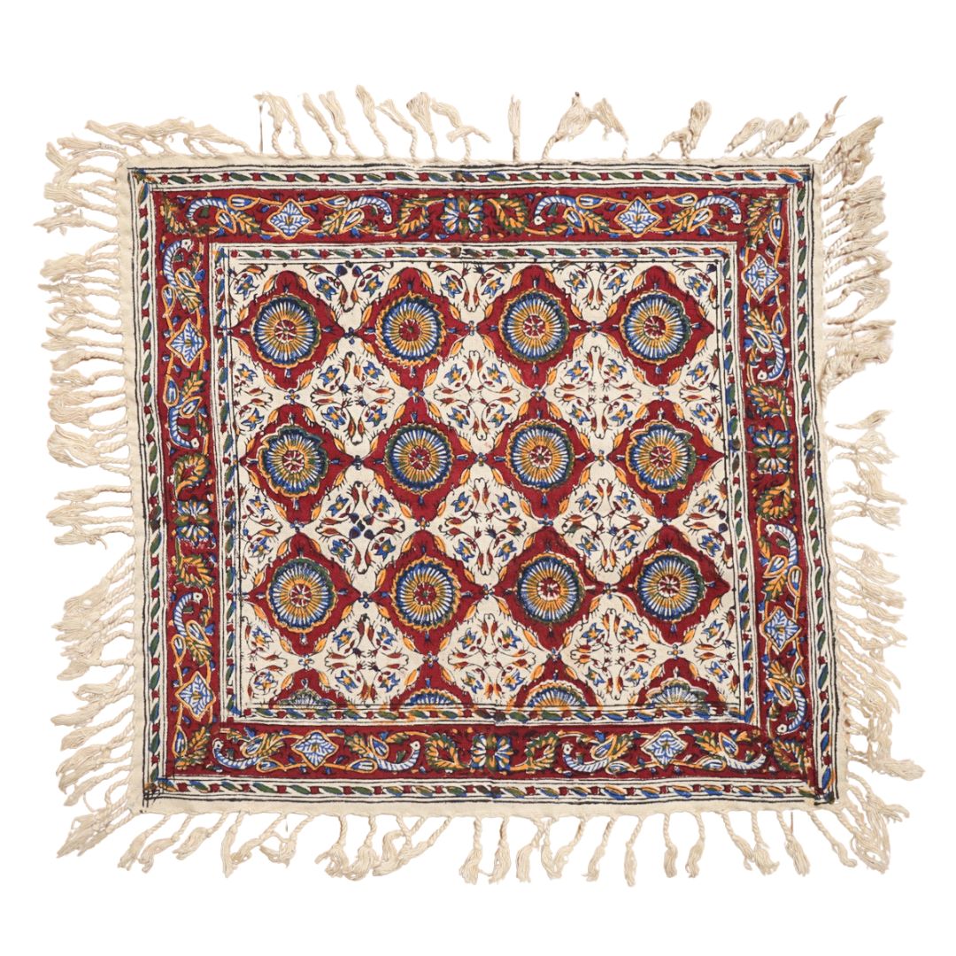 ペルシャ更紗・ガラムカール​ (イラン手染布) 40×40cm（GS-401