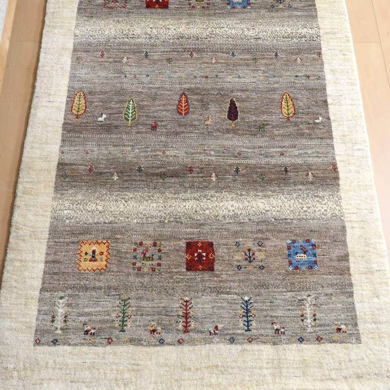 【セミオーダー受付中】  サイズ変更OK　カラー変更OK イラン　シラーズ産　ギャッベ 　（hl-10876）