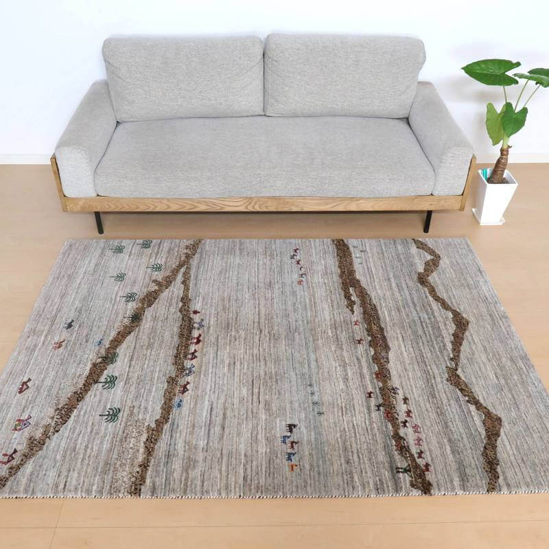 【クリーニング済み】ヴィンテージ◆ナチュラルカシュガイギャッベ 落ち着いたギャッベ｜アースカラー手織りラグ通販｜ – ギャッベ