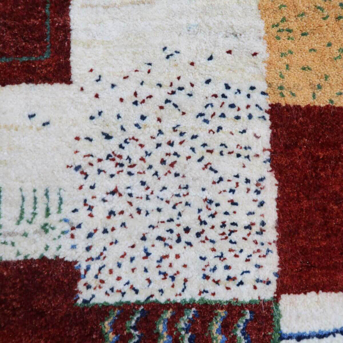 プレミアムギャッベ,カシュクリ,250×199cm,高級手織りウール,パッチ