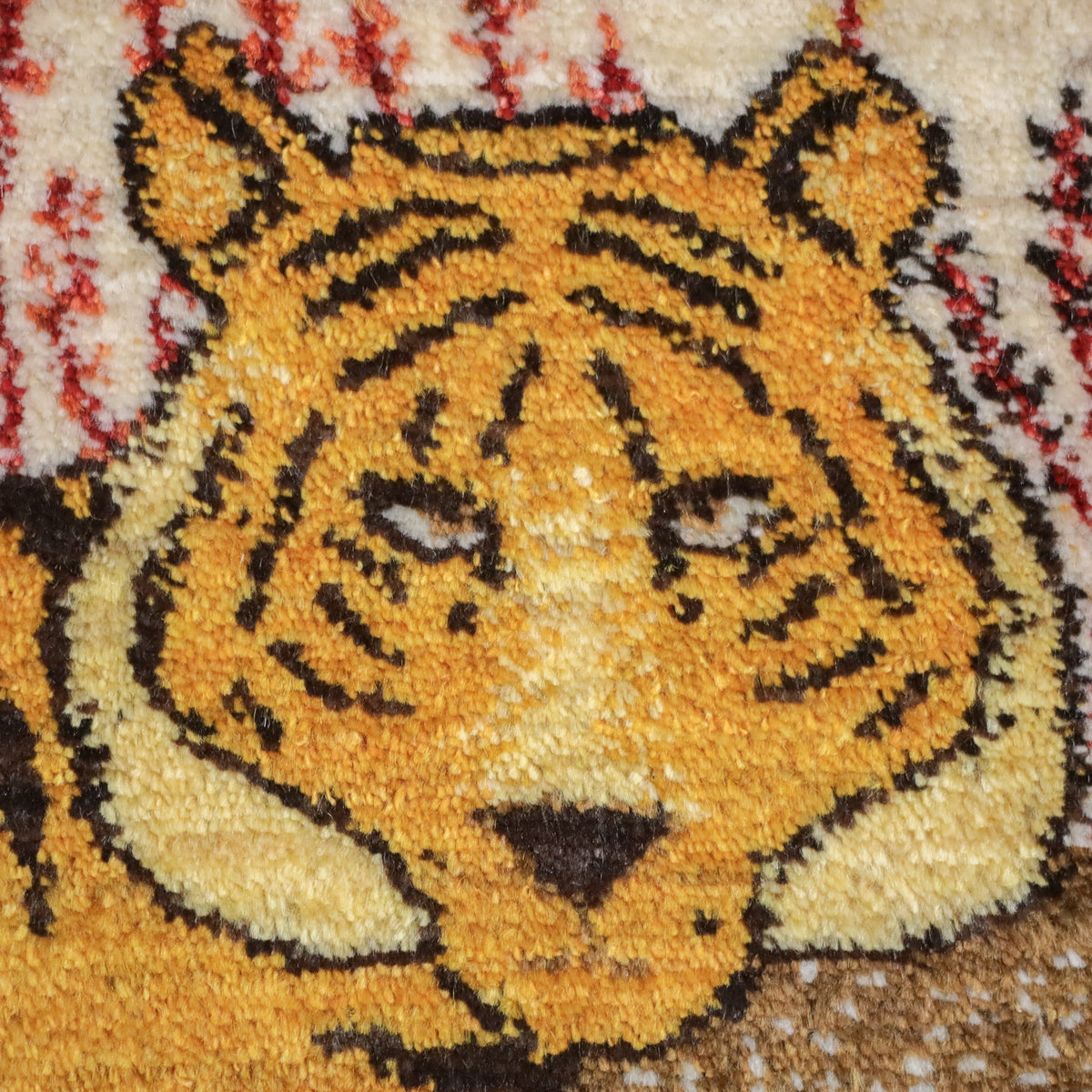 プレミアムギャッベ,ルリバフ,192×151cm,高級手織りウール,虎デザイン