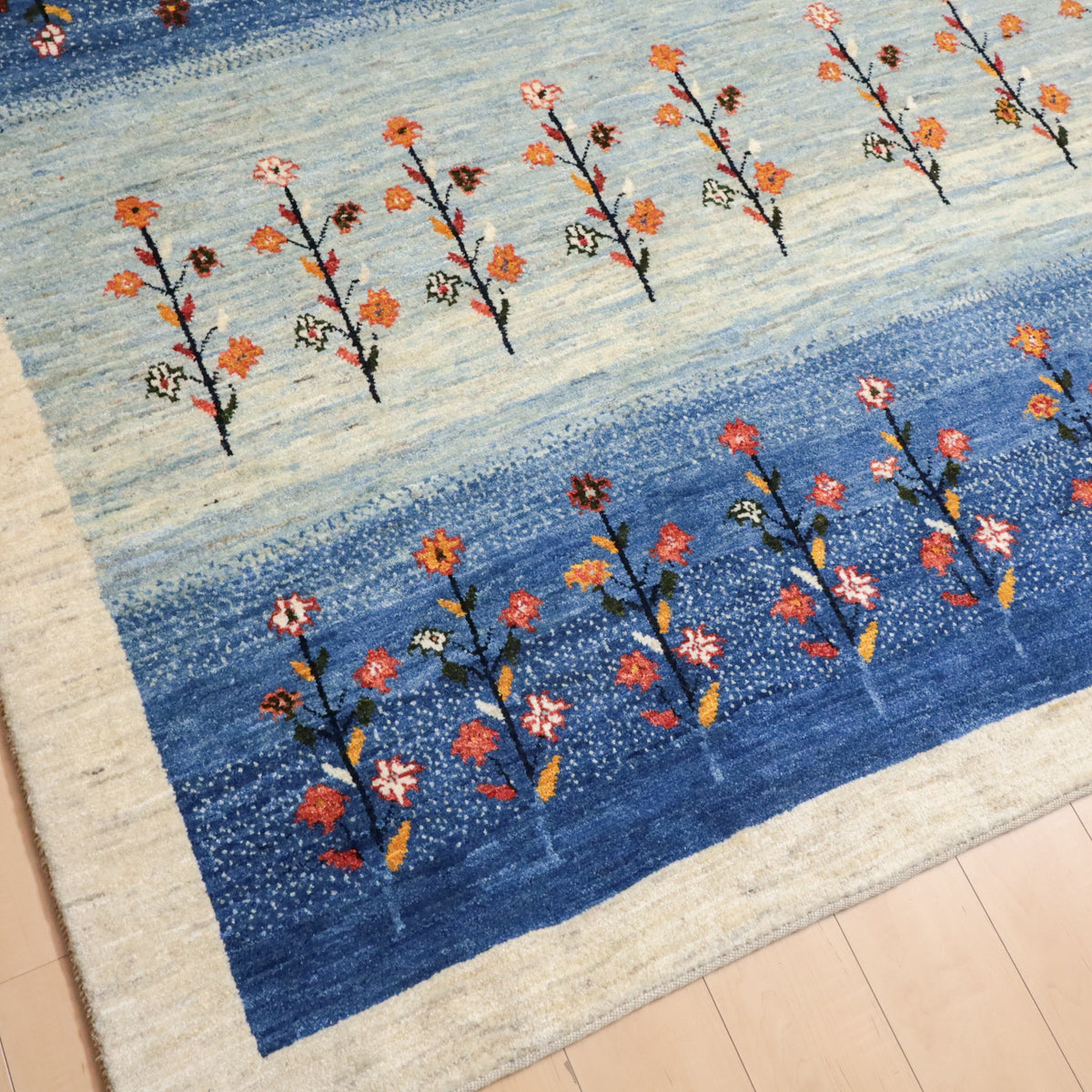 プレミアムギャッベ,リーズバフ,ラグ,193×201cm,手織り,ウール