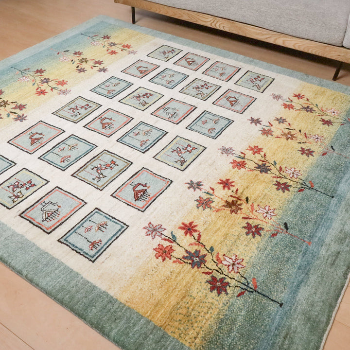 【セミオーダー受付中】  サイズ変更OK　カラー変更OK イラン　シラーズ産　ギャッベ 　（hl-12050）