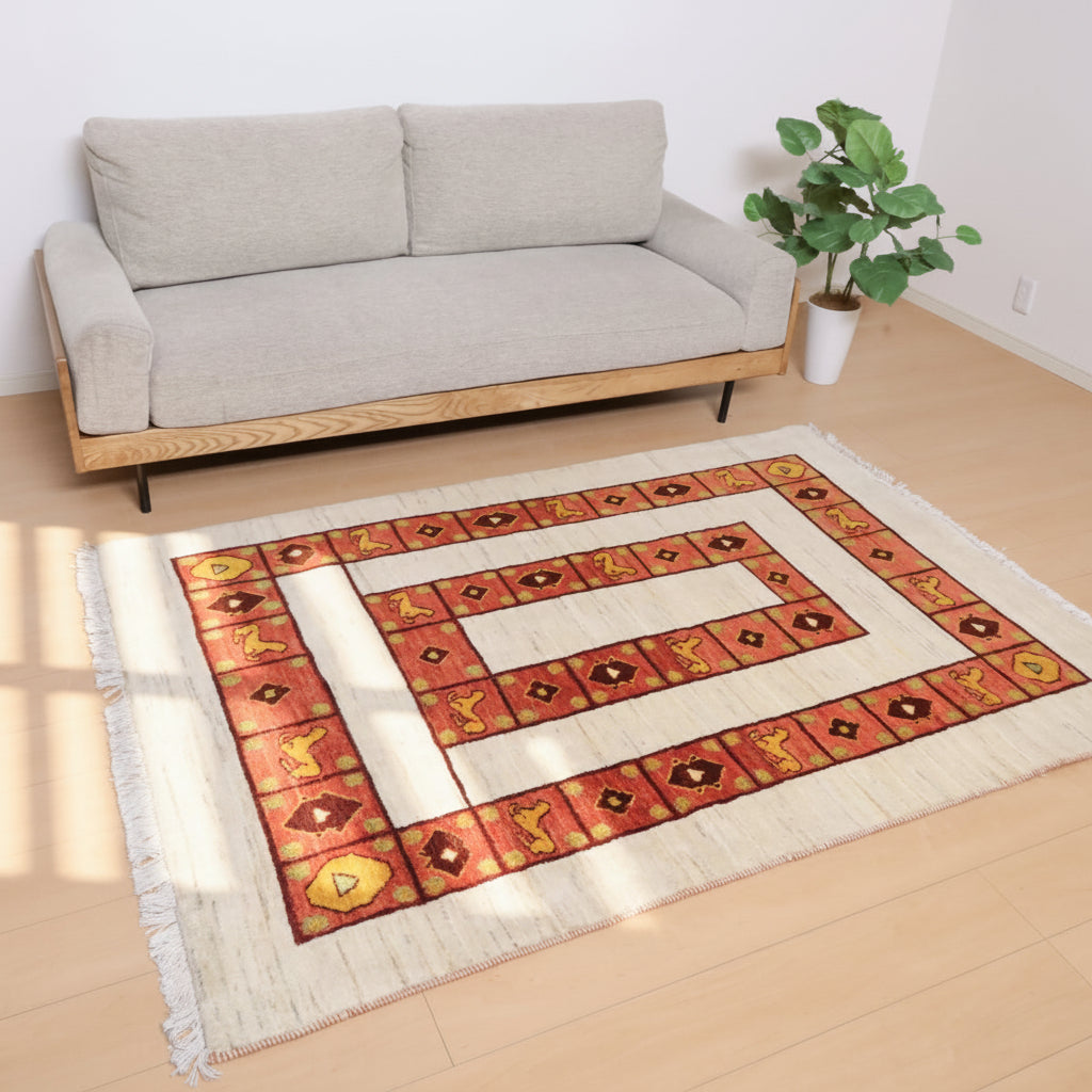 Autumn SALE ペルシャ絨毯　ギャッベ　新品 148x108 cm Autumn SALE ペルシャ絨毯 ギャッベ 新品 148x108 cm 