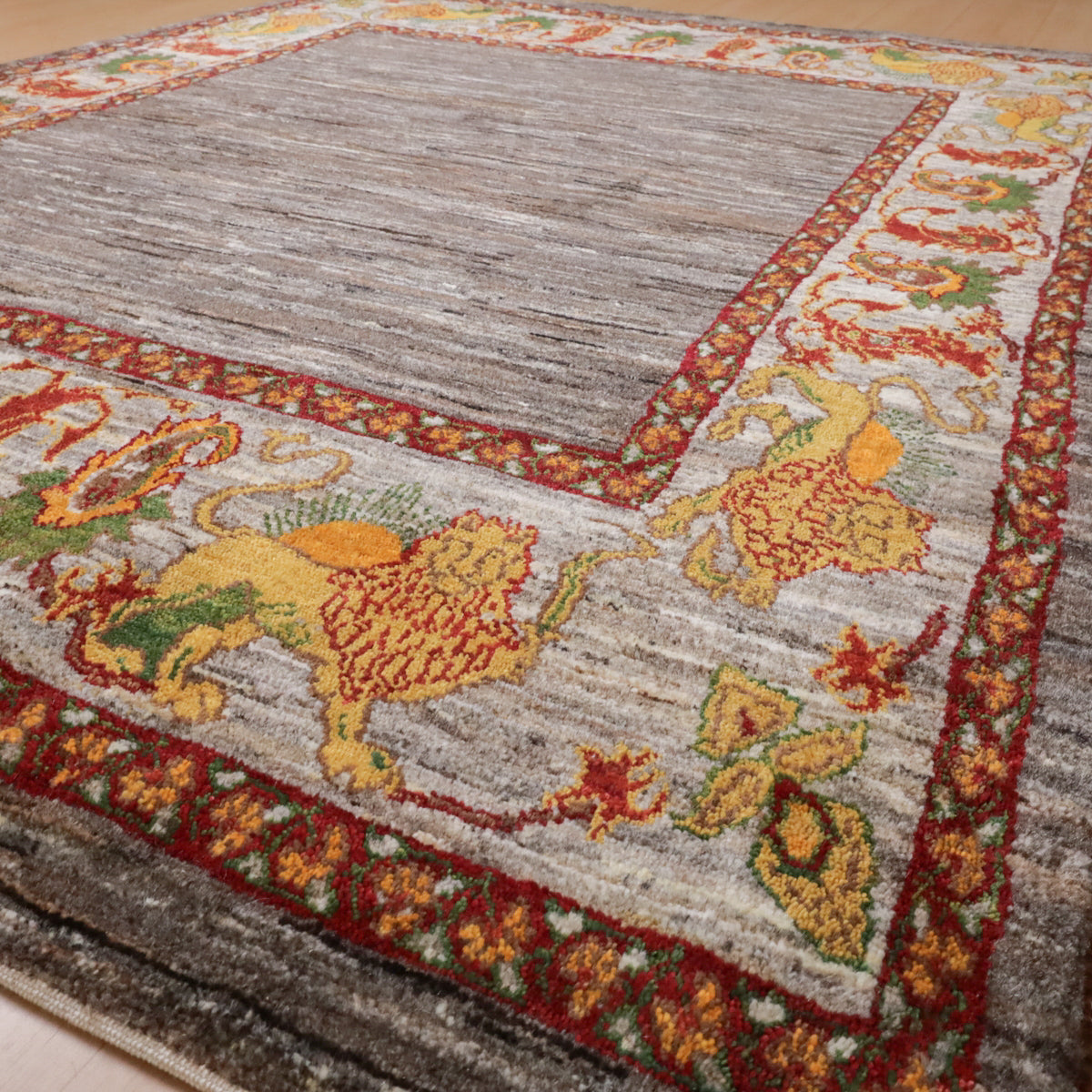 新品　イラン　ギャッベ　ウール　ペルシャ絨毯　ルリバフ ギャッベ,ルリバフ,ラグ,200×149cm,手織り,ウール,ペルシャ絨毯