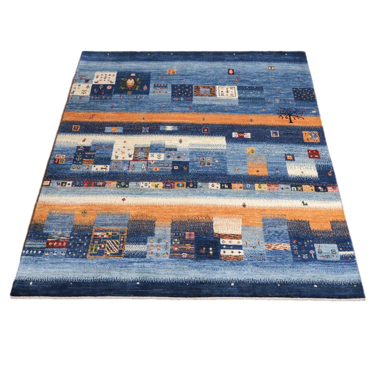 ヴィンテージラグ トライバルラグ パキスタン （123×80cm）青 緑