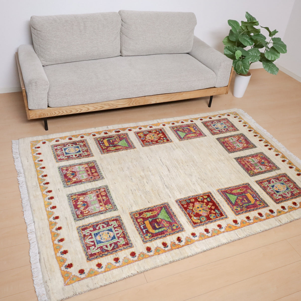 ギャッベ,ルリバフ,ラグ,210×149cm,手織り,ウール,ペルシャ絨毯