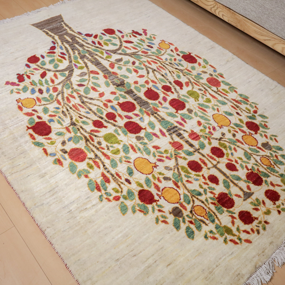 新品　イラン　ギャッベ　ウール　ペルシャ絨毯　ルリバフ ギャッベ／ルリバフ 57×53cm イラン産 手織り リビング ウール