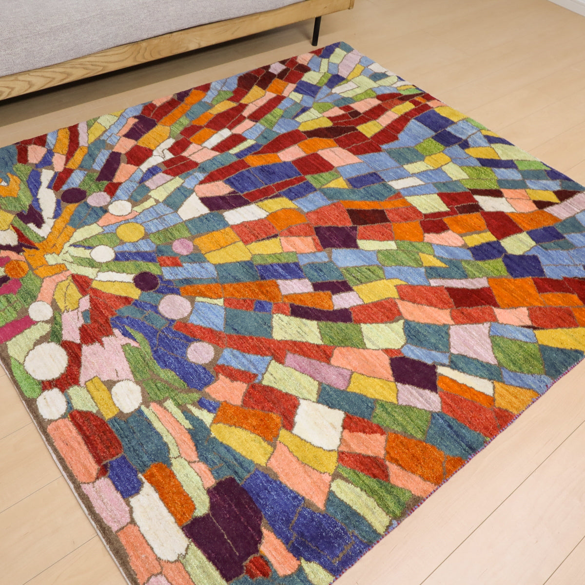 ギャッベ絨毯 ギャッベ,ルリバフ,ラグ,185×165cm,手織り,ウール,ペルシャ絨毯,モダン