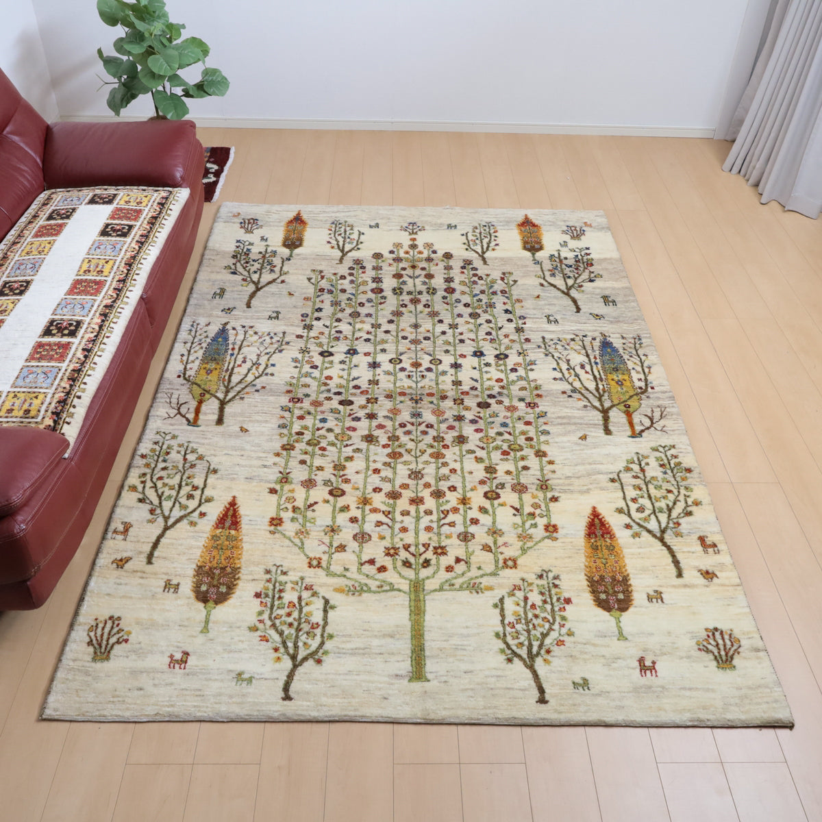 絨毯　ギャッベ　96×200 サヤンサヤン 手織り ギャベ ギャッベ ラグマット カーペット
