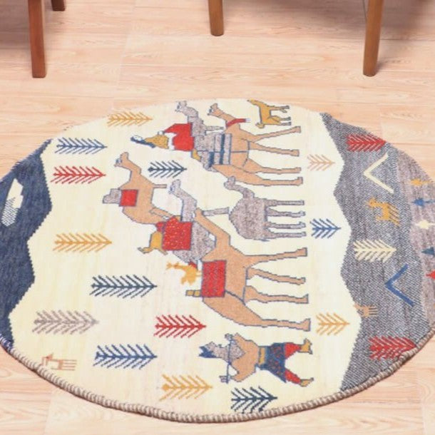 ギャッベ（ギャベ）カシュクリ　93×93cm（HM-70086）