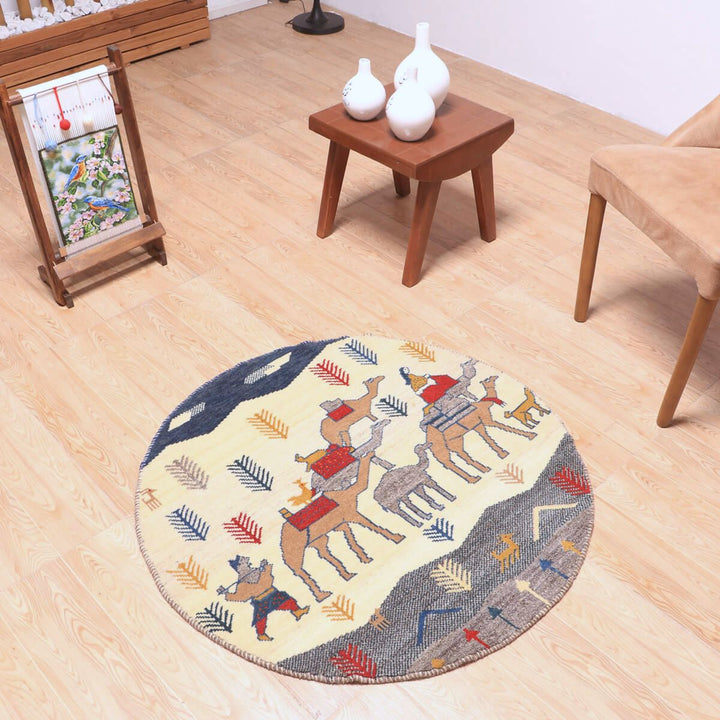 ギャッベ（ギャベ）カシュクリ　93×93cm（HM-70086）