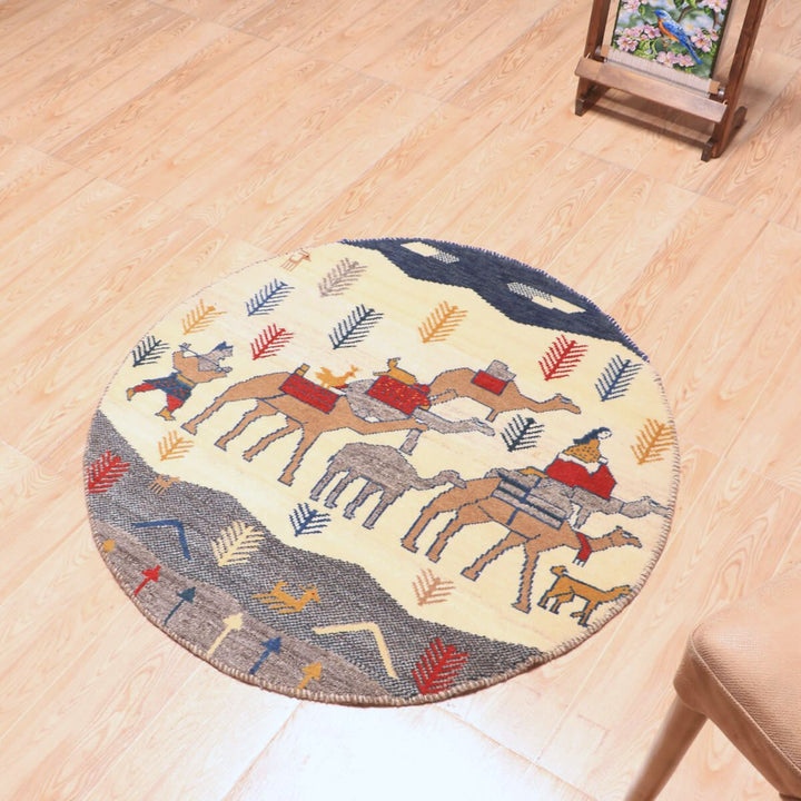 ギャッベ（ギャベ）カシュクリ　93×93cm（HM-70086）