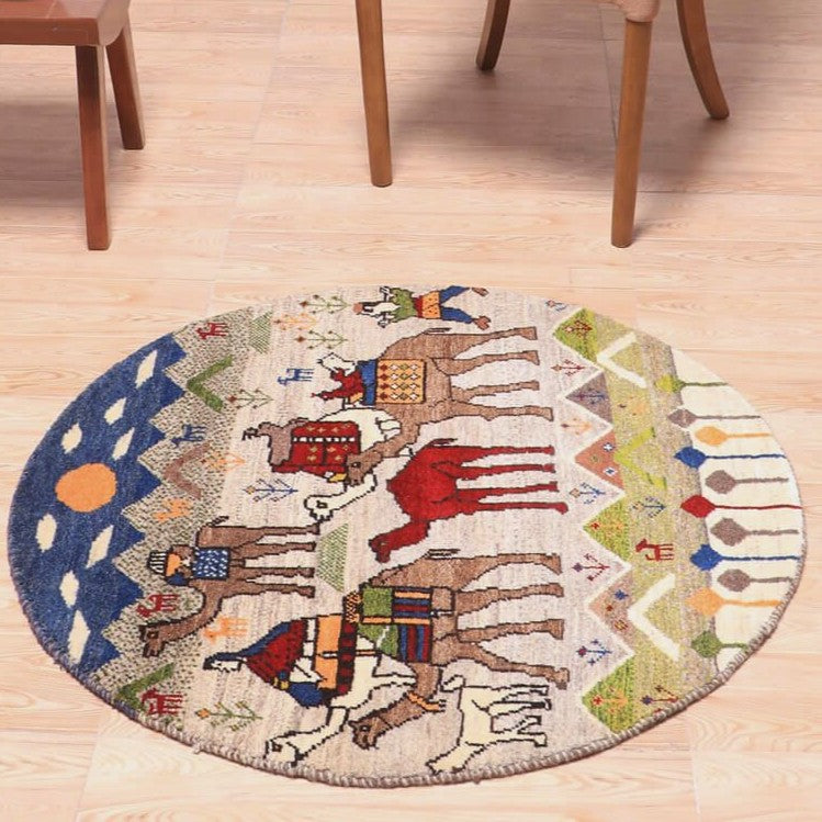 ギャッベ（ギャベ）カシュクリ　94×94cm（HM-70087）