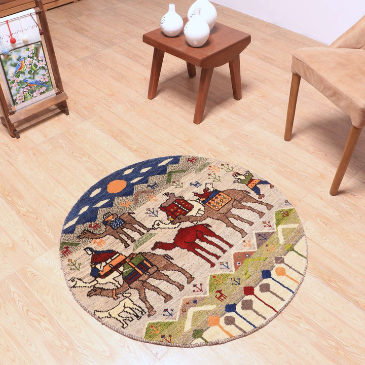ギャッベ（ギャベ）カシュクリ　94×94cm（HM-70087）