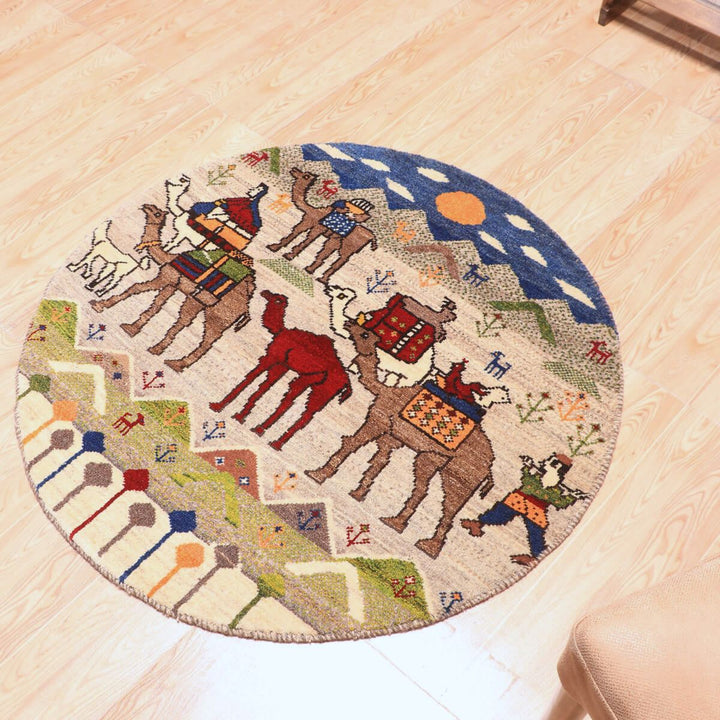 ギャッベ（ギャベ）カシュクリ　94×94cm（HM-70087）