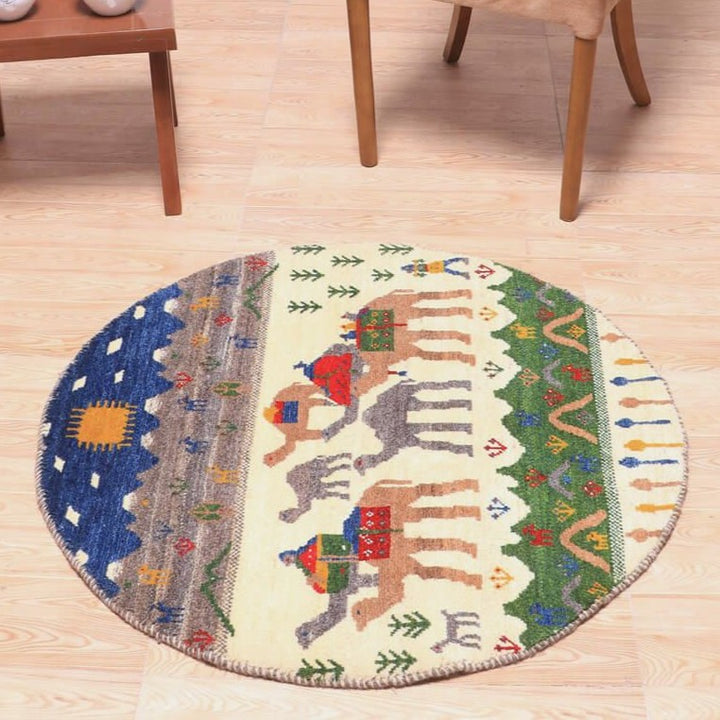 ギャッベ（ギャベ）カシュクリ　93×93cm（HM-70088）