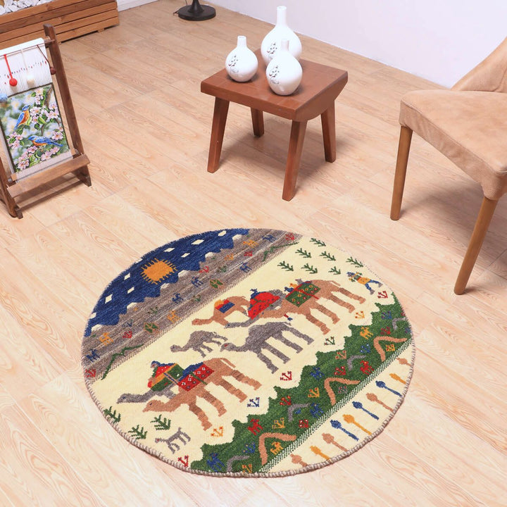 ギャッベ（ギャベ）カシュクリ　93×93cm（HM-70088）