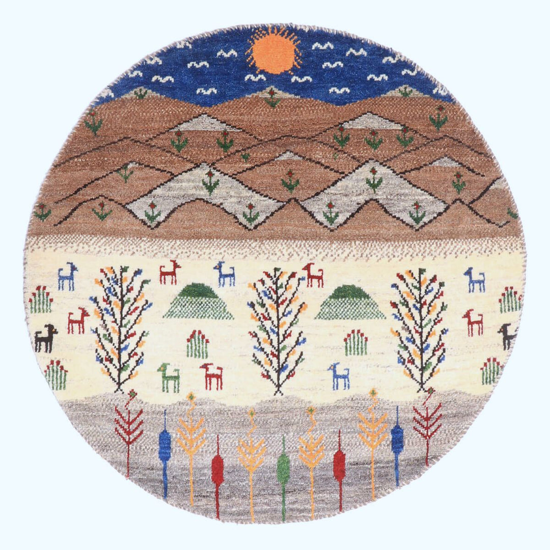 ギャッベ（ギャベ）カシュクリ　94×94cm（HM-70089）