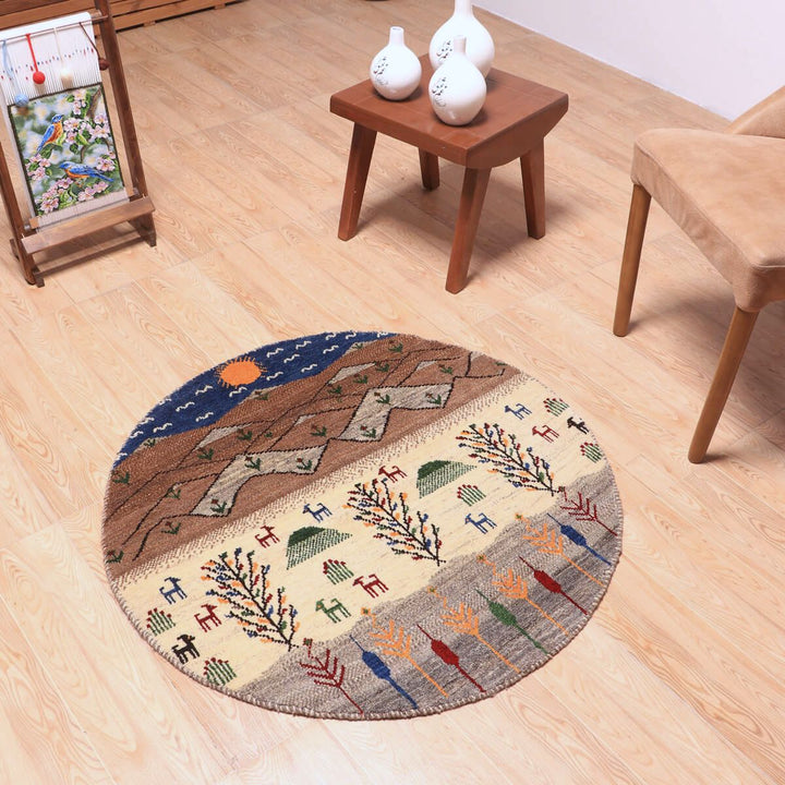 ギャッベ（ギャベ）カシュクリ　94×94cm（HM-70089）