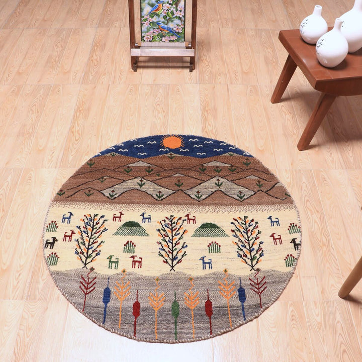 ギャッベ（ギャベ）カシュクリ　94×94cm（HM-70089）