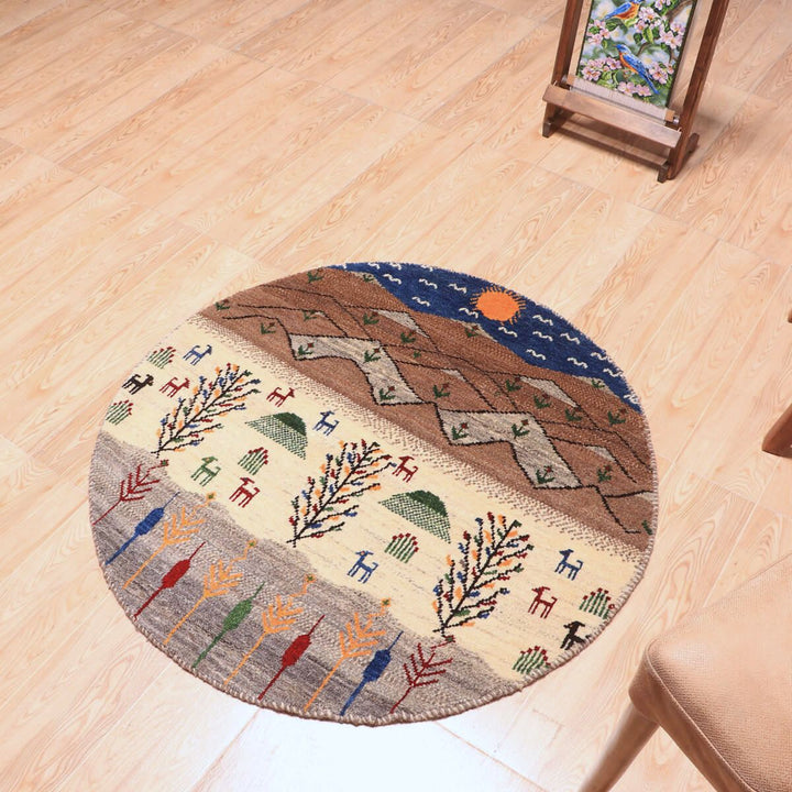 ギャッベ（ギャベ）カシュクリ　94×94cm（HM-70089）