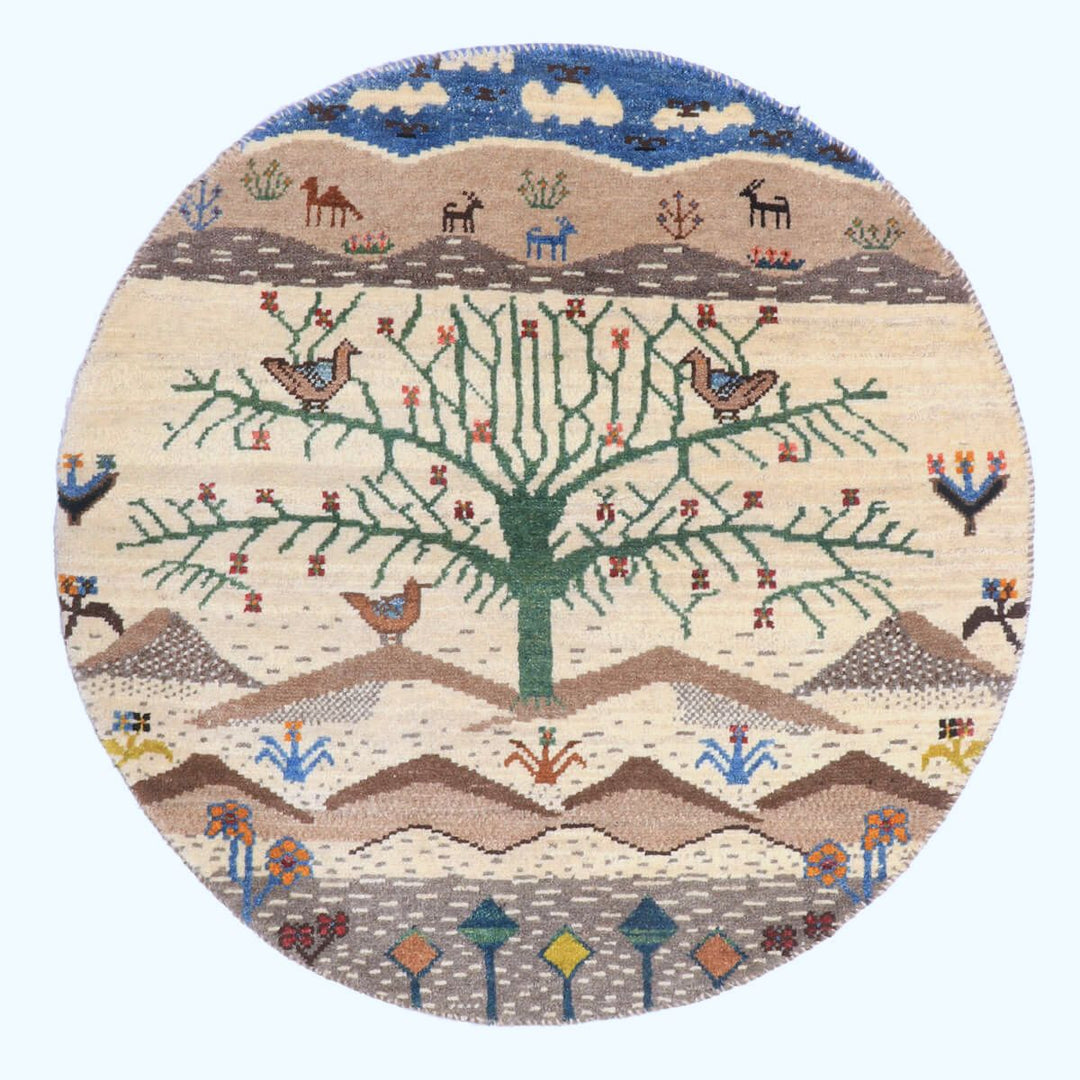 ギャッベ（ギャベ）カシュクリ　93×93cm（HM-70091）
