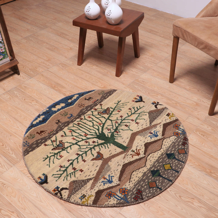 ギャッベ（ギャベ）カシュクリ　93×93cm（HM-70091）