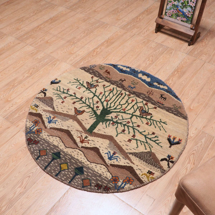 ギャッベ（ギャベ）カシュクリ　93×93cm（HM-70091）