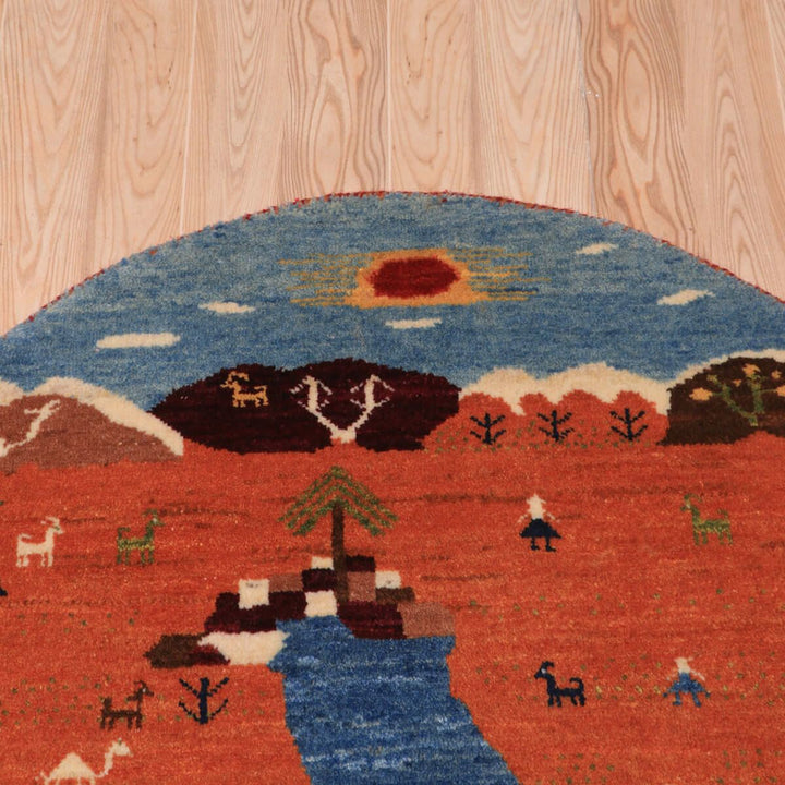 ギャッベ（ギャベ）ルリバフ　83×83cm（HM-70092）