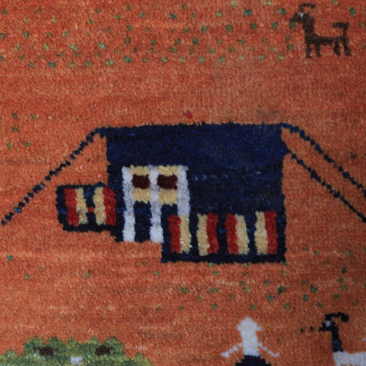 ギャッベ（ギャベ）ルリバフ　83×83cm（HM-70092）