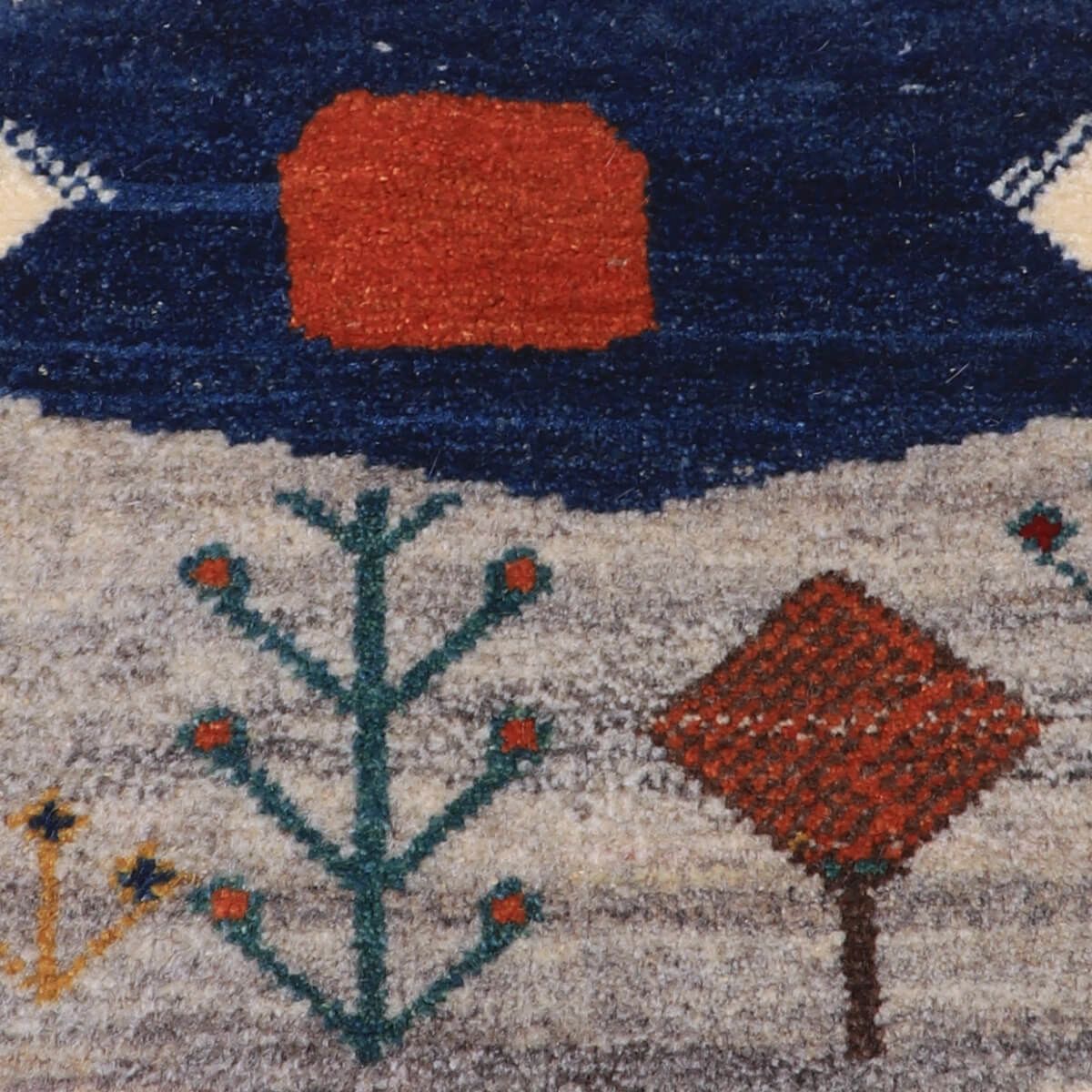 ギャッベ,カシュクリ,円形ラグ,ラクダ柄,96×96cm,手織り,ウール絨毯