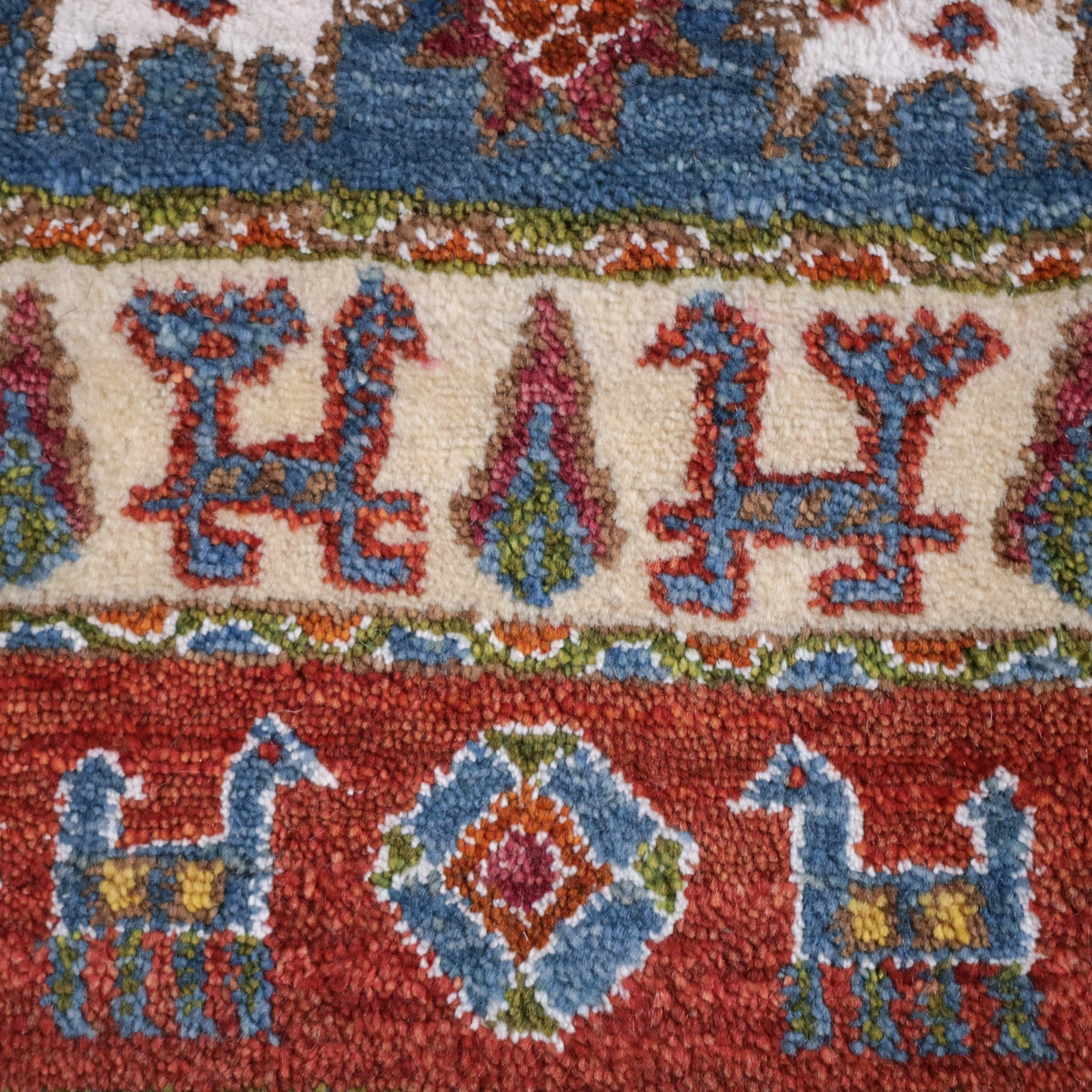 新品　イラン　ギャッベ　ウール　ペルシャ絨毯　ルリバフ ギャッベ,ルリバフ,ラグ,200×149cm,手織り,ウール,ペルシャ絨毯