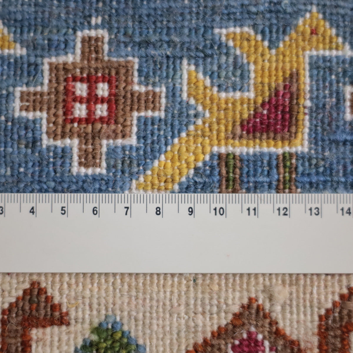 ギャッベ,ラグ,ルリバフ,高密度,ボーダー柄,60×60cm,手織り