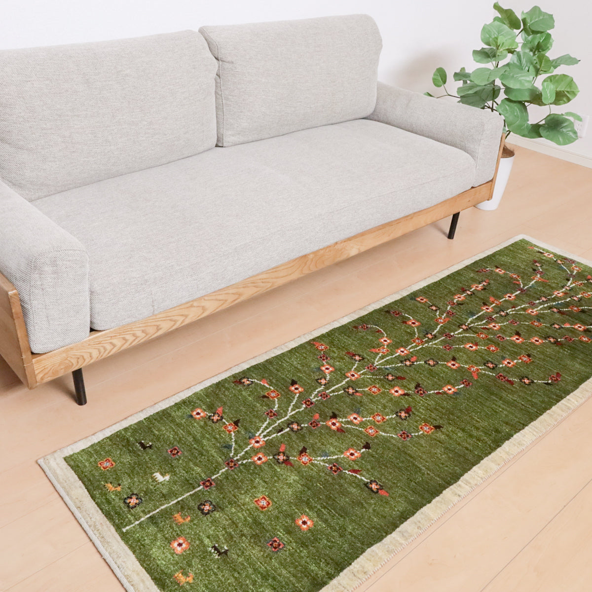 手織りペルシャ絨毯新品ギャッベ248×114 ラグカーペットギャべ