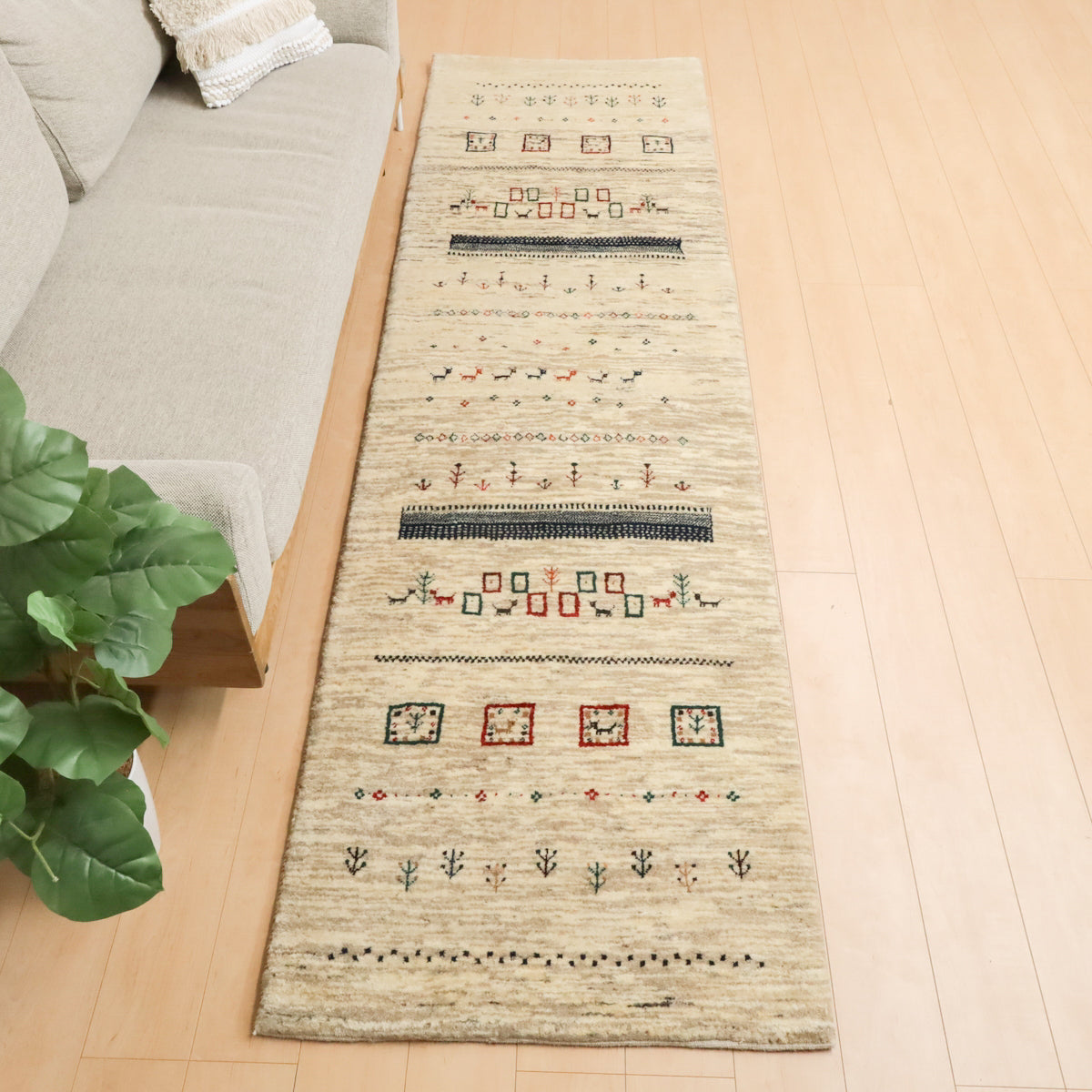 286×84cmギャッベペルシャ絨毯手織り