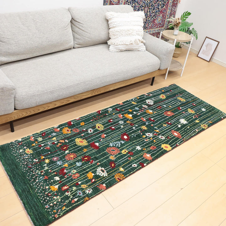 ギャッベ（ギャベ）ルリバフ　206×74cm（HR-13113）