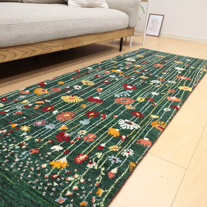 ギャッベ（ギャベ）ルリバフ　206×74cm（HR-13113）